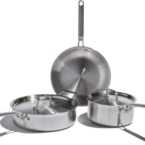 Heritage Steel Eater Series 5 Piece Essentials Set | Made in USA | 5 Ply Fully Clad Stainless Steel Cookware Set | Stay Cool Handle | Induction Ready & Non-Toxic