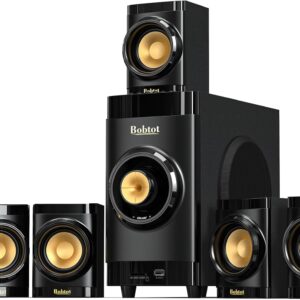 Bobtot Small Subwoofer Home Theater for TV Surround System 5 Wired Speakers Amplifier 4 inch Woofer Built-in Receiver Support ARC Optical Bluetooth Input for Projector