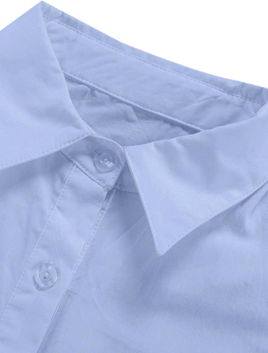 LYANER Women's Casual Shirt Dress Collar V Neck Button Down Loose Long Sleeve Mini Dresses - Image 4