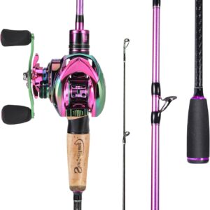 Sougayilang Baitcaster Combo, 2Pcs Fishing Rod and Reel Combo, Medium Heavy Fishing Pole with Baitcasting Reel Combo