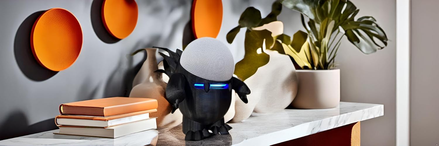 Splin Table Stand Holder Compatible with Amazon Alexa Smart Speaker Echo Dot (4th and 5th gen.) and Apple HomePod Mini, Echosaurus Style (Black) - Image 7