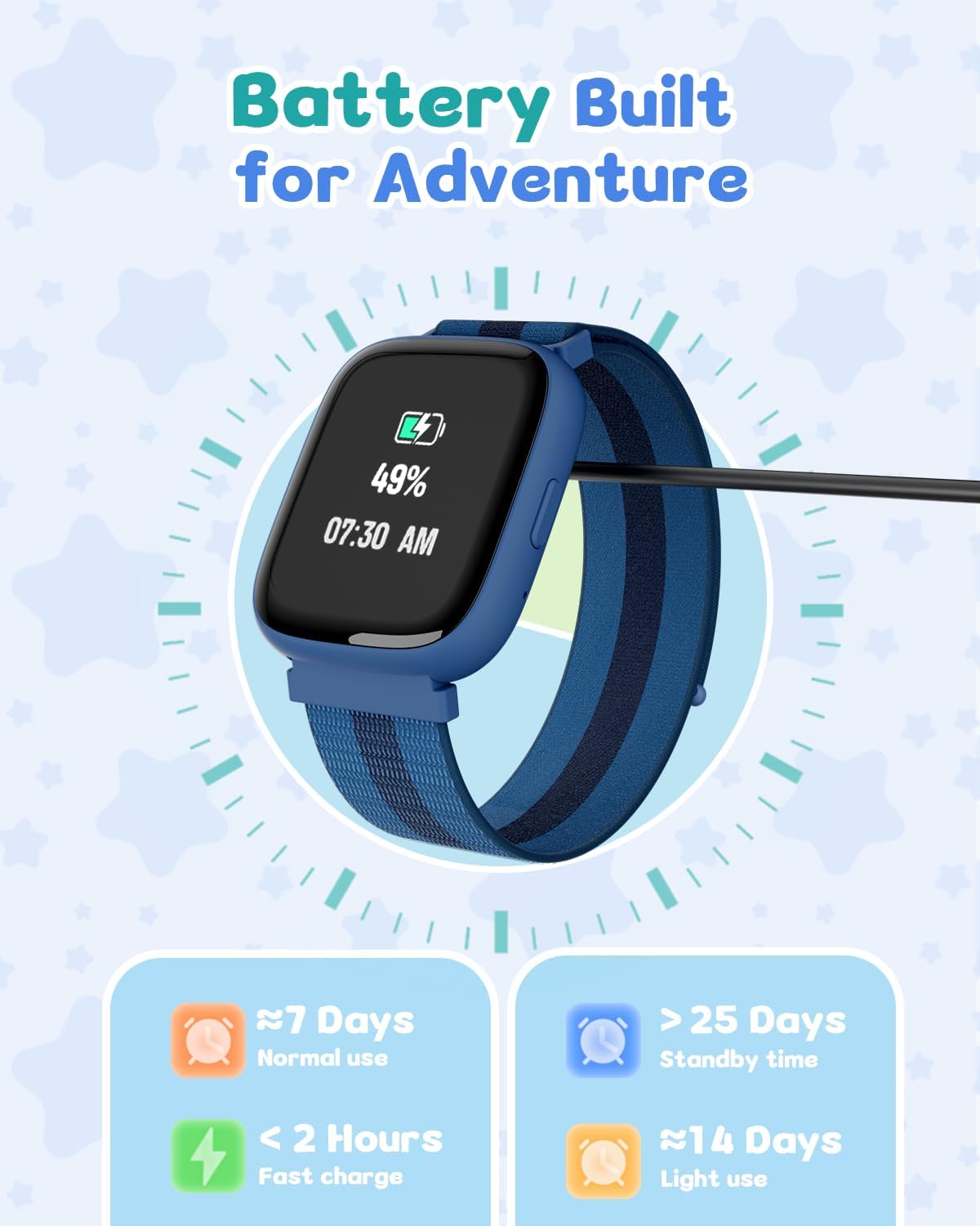 Smart Watch for Kids No Phone No APP Needed, 1.83" Fitness Tracker Watch with Pedometer, Step Counter, Heart Rate/Sleep Monitor, IP68 Waterproof, Puzzle Games for Boys Teens 5-12, Nylon - Image 7