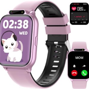 Kids Smart Watch, Waterproof Fitness Tracker with Heart Rate Monitor, Camera, Games, Music, Touch Screen, Pink Sports Activity Pedometer for 4-13 Year Old Girls