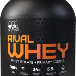 RIVAL NUTRITION Rival Whey – 5LB Rich Chocolate – Whey Isolate Primary Source Protein Powder | 24g Protein for Muscle Gain – 70 Servings