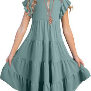 blibean Girls Summer Boho Sun Dress Tween Ruffles Tiered Dresses Size 6-15 Years