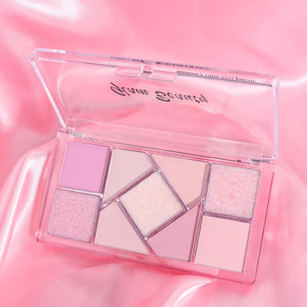 Matte Shimmer purple pink Eye Shadow Palette Makeup,Eyeshadow Long Lasting Waterproof Cruelty-Free, 9 Blendable Shades in Smooth Matte and Shimmer Finishes with Gorgeous Pearls for woman - Image 7