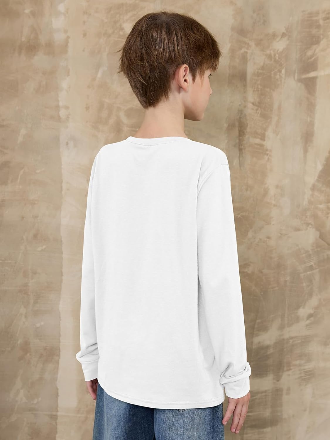 ZDC Boys Long Sleeve Shirts Kids Crewneck T Shirts Fall Tops Casual Basic Tees Clothes 5-14 Years - Image 3