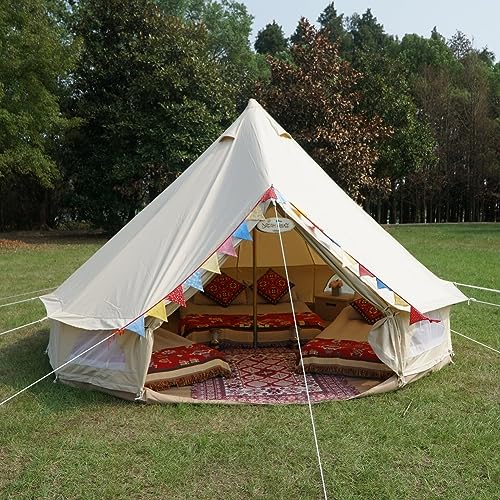 Dream House Outdoor Waterproof Cotton Canvas Family Camping Bell Tent (Beige Cotton Canvas Tent, Diameter 6 Meter) - Image 4
