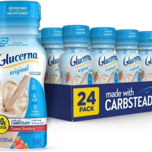 Glucerna Original Diabetes Care Shake, Creamy Strawberry, Diabetic Meal Replacement to Support Blood Sugar Management, 10g Protein, 180 Calories, Ready to Drink, 8-fl-oz Bottle, 24 Pack