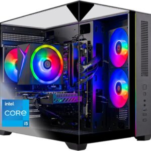 Skytech Gaming Crystal Gaming PC, Intel i5 14400F 2.5GHz, NVIDIA RTX 5050 8GB, 1TB NVMe SSD, 16GB DDR5 RAM 5200, 650W Gold PSU, Wi-Fi, Win 11, Gaming Desktop