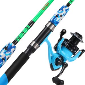 Sougayilang Spinning Reel and 2-Piece Fishing Rod Combo, Durable Graphite & Fiberglass Rod, Split-Grip Cork Handle,Right/Left Handle Position