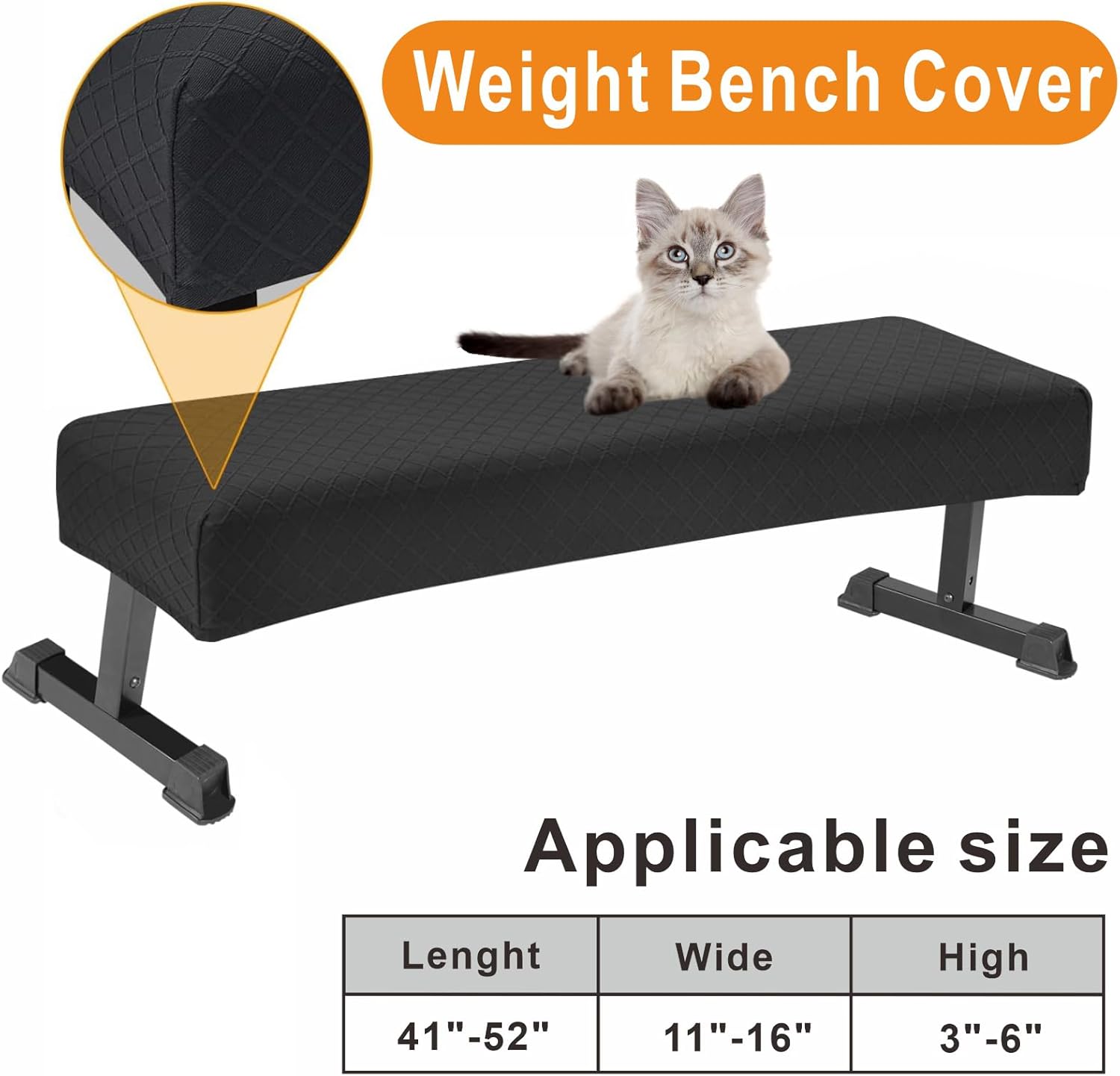 Weight Bench Cover, Workout Bench Cover, Gym Bench Cover, Protection for Adjustable Flat Weight Exercise Fitness Bench, Sit-up Board - Dustproof, Anti-Slip & Machine Washable.(Cover only) - Image 2