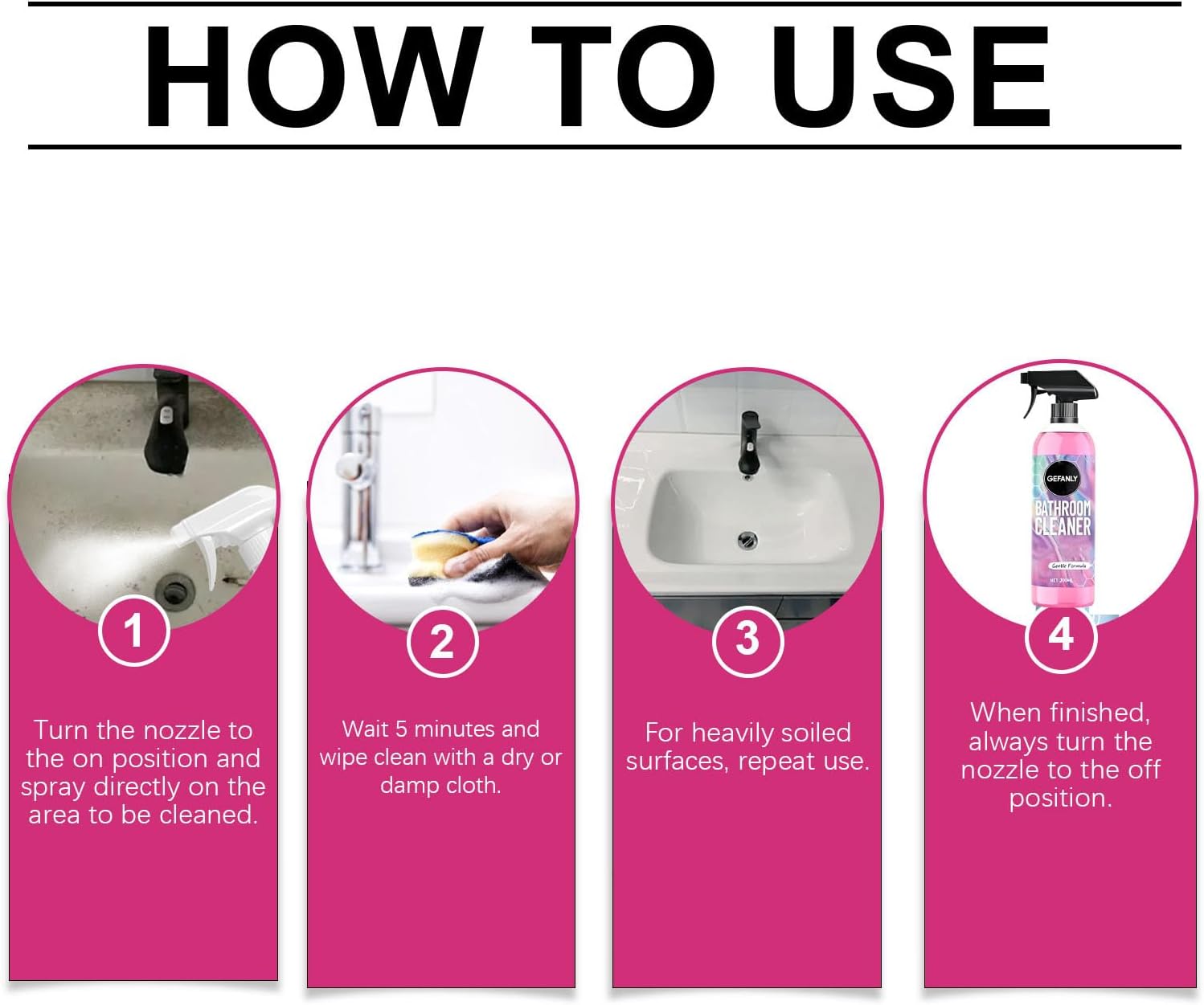 Gefanly Bathroom Cleaner, 20 Fl Oz Powerful Pink Bathroom Cleaner Spray, Bathrooms Descaler Foam Cleaners for Sink Tub Floor Tile (2pcs) - Image 3