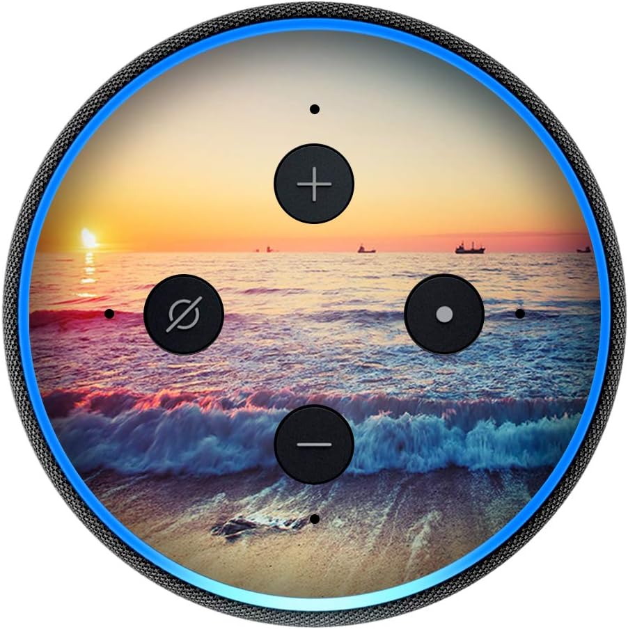 Beach Tide Water Rocks Sunset - Vinyl Decal Skin Compatible with Amazon Echo Dot 3rd Generation Alexa - Decorations for Your Smart Home Speakers, Great Gift for mom, dad, Birthday, Kids - Image 2