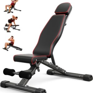 Adjustable Weight Bench for Bench Press, Heavy Duty Stable Workout Bench Foldable Weight Benches for Home Gym, Incline/Decline 90 Degree Bench Exercise Bench