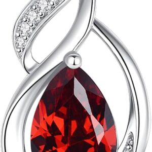 FANCIME Birthstone Necklace for Women Teardrop Necklace S925 Sterling Silver Infinity Love Birthday Gifts for Mom Women Girls, 16″+2″ Inches
