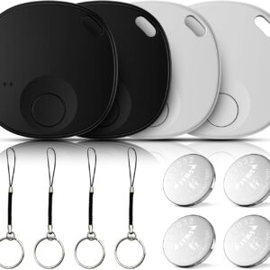 Air Tracker Tags-4 Pack, Bluetooth Tracker Works with Apple Find My APP (iOS Only), Keys Finder and Item Locator for Keys, Luggage, Wallet, Smart Tracker Tags with Key Ring, Replaceable Battery