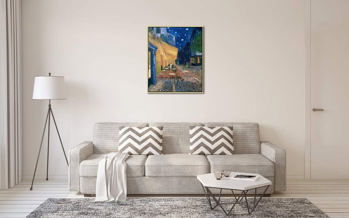 Wieco Art Framed Art Canvas Prints of Cafe Terrace at Night Canvas Prints Wall Art by Van Gogh Paintings Reproduction Abstract Artwork for Wall Decor Golden Frame VAN-0060_5060-GF - Image 3