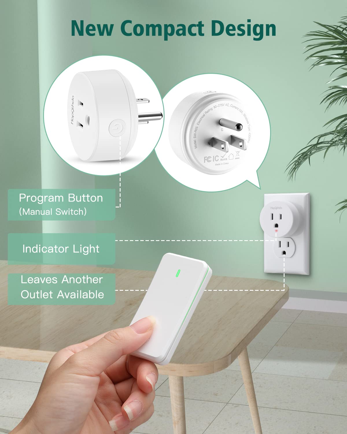 Remote Control Outlet,Buckle Design Removable Wireless Wall Mounted Light Switch,Wireless Light Switch with 300 ft 15A 1500W,No Wiring Electrical Remote Outlet for Appliance - Image 3