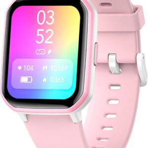 Kids Smart Watch Girls Boys, Fitness Tracker for Kids,1.5 inch and DIY Dials,19 Sport Modes, Sleep Monitor, Pedometers, Heart Rate, IP68 Waterproof, Great Gift for Boys Girls Teens 6-14 (Pink)
