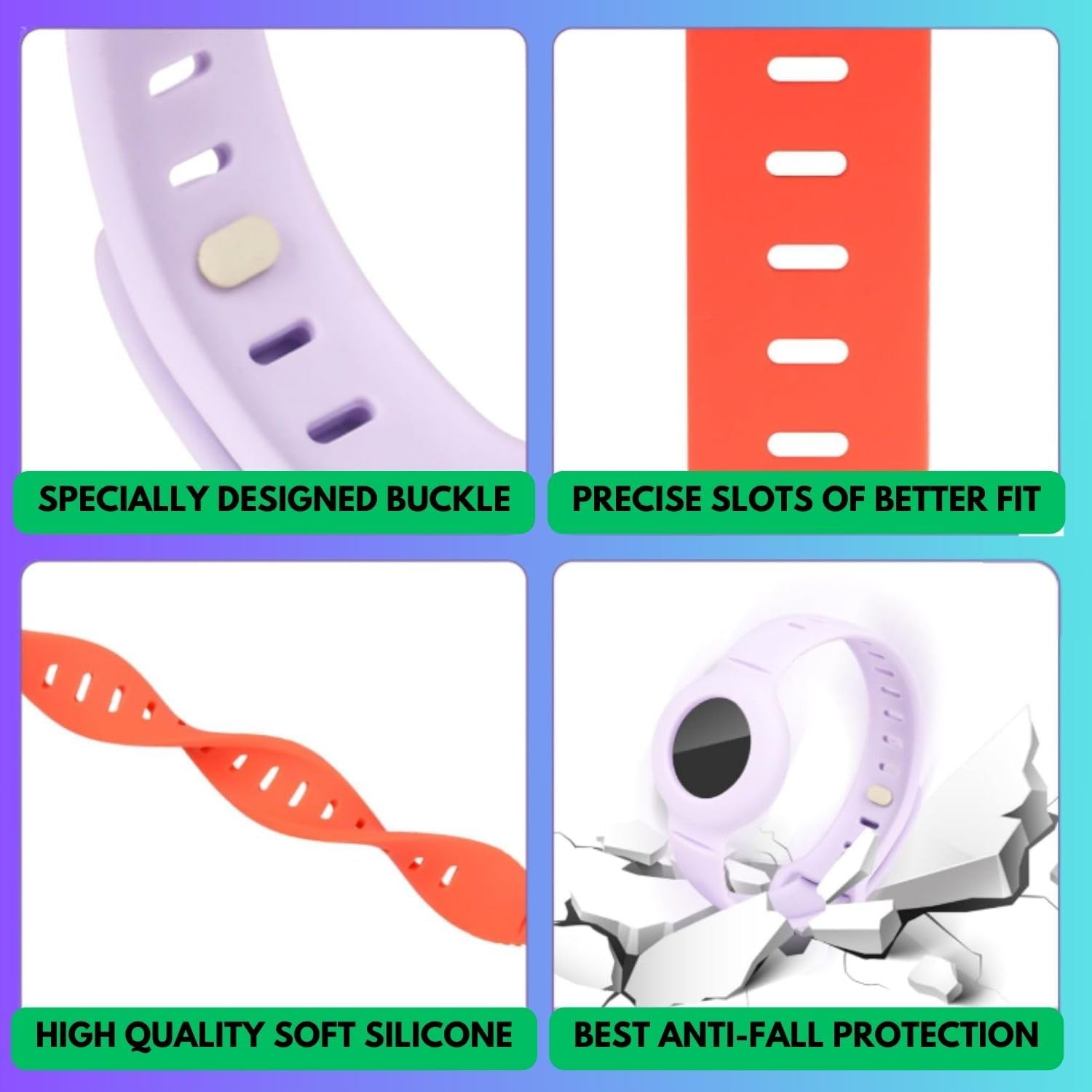 Durable Silicone Tracker Wristband Compatible with AirTag for Kids & Seniors, Adjustable Waterproof Watch Bracelet for Children, Elderly & Family Safety - Image 2