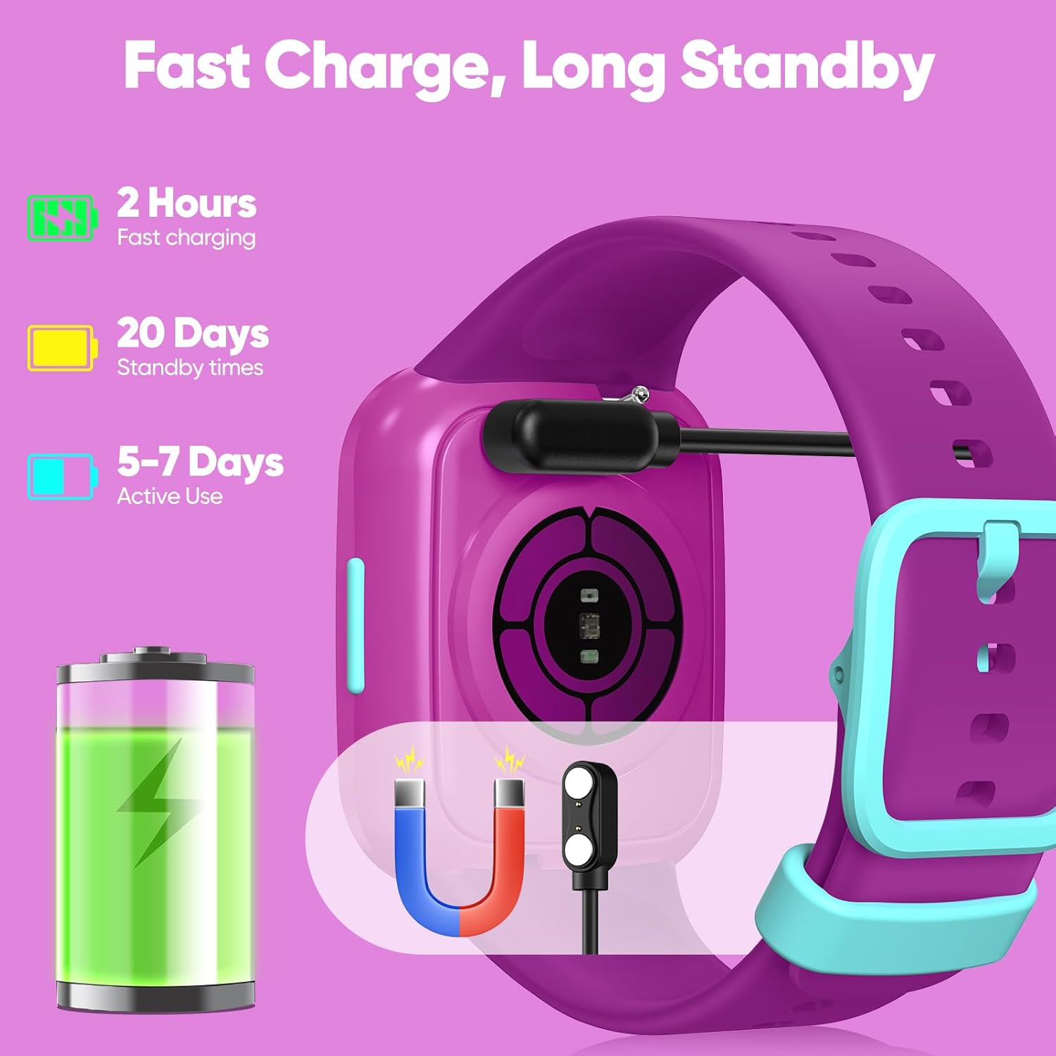 Smart Watch for Kids No APP/Phone Needed, HD Touch Screen Fitness Tracker with Heart Rate, Sleep Monitor, IP68 Waterproof Smartwatches with Pedometer, Alarm Clock, Gifts for Kids Ages 4-12 - Image 7