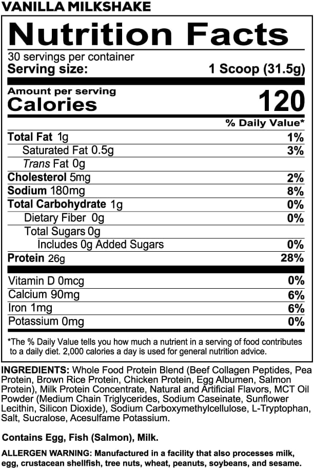REDCON1 MRE LITE Whole Food Protein Powder, Vanilla Milkshake - Lactose Free & Sugar Free Meal Replacement with Animal Protein Blends - Easy to Digest Formula - Only 1g Carb per Serving (30 Servings) - Image 2
