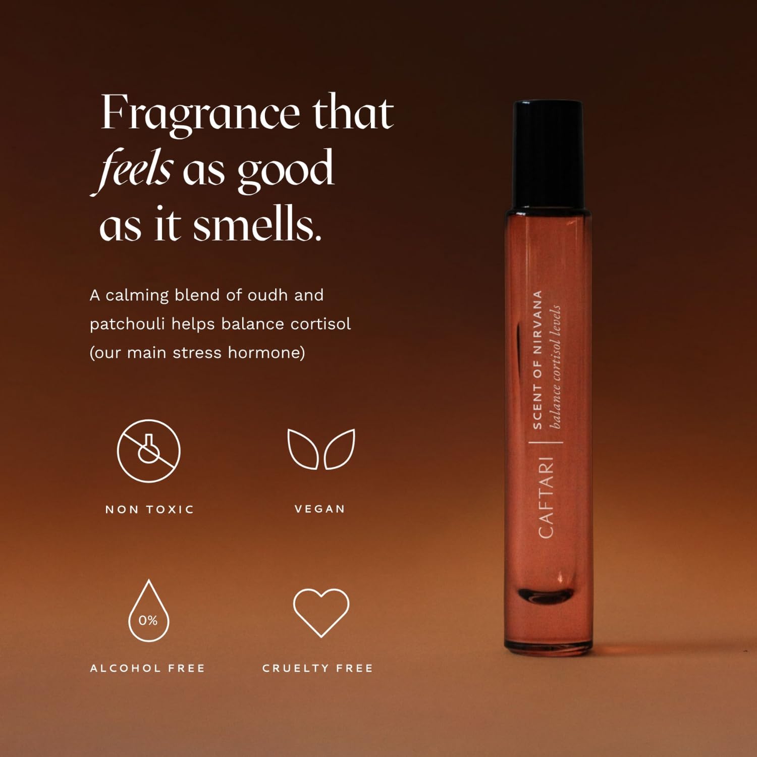 Caftari Luxury Perfume Oil Rollerball | Oudh, Cedarwood & Patchouli | Long Lasting, Travel Size | Clean Jojoba Oil | Stress Relief, Unisex Wellness Fragrance | Scent of Nirvana | 10 ml - Image 2