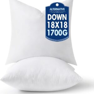 MIULEE 18×18 Pillow Inserts,Down Alternative Pack of 2 Decorative Throw Pillows for Sofa Couch Bed, Ultra Soft Fluffy Bed Sleeping Form