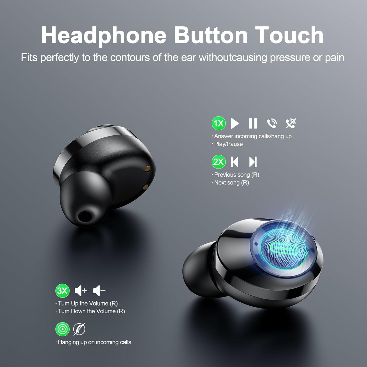 Wireless Earbuds, Bluetooth 5.5 Headphones Bass Stereo, Ear Buds with Noise Cancelling Mic, LED Display in Ear Earphones 80H Playtime, USB-C IP7 Waterproof Bluetooth Earbuds for Phones/Sports/Work - Image 6