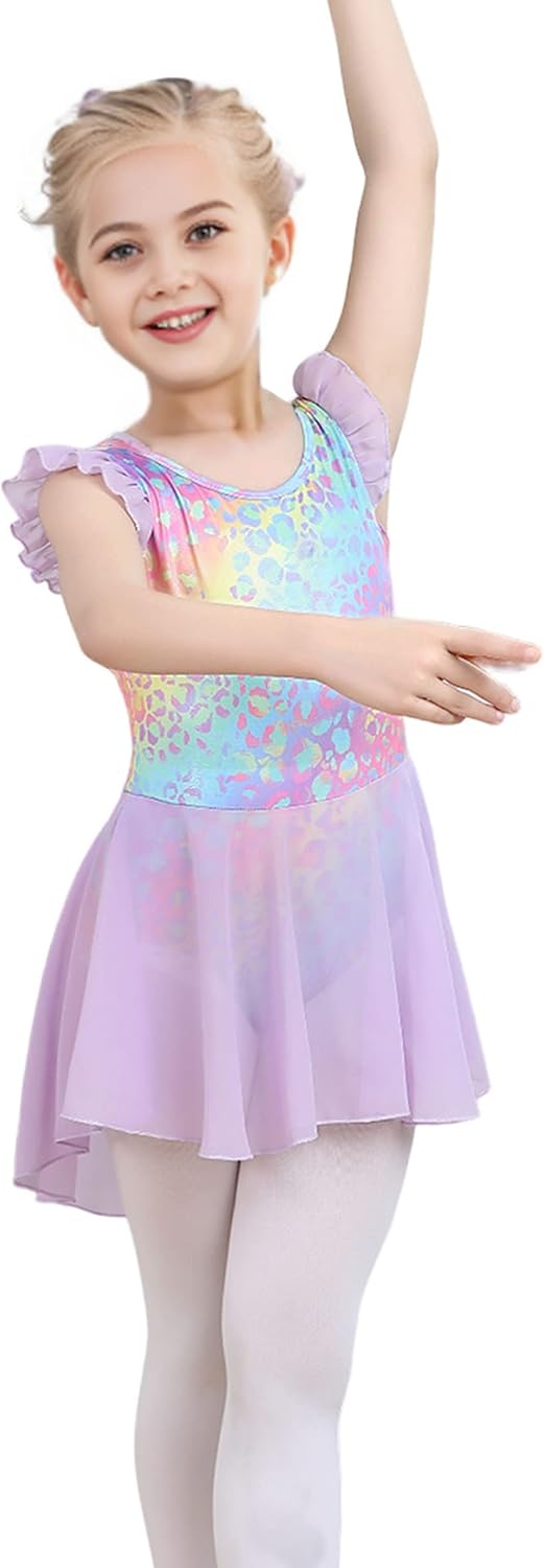 iLover Kids Girls Classic Ruffle Sleeve Tutu kirted Leotard Dress for Dance, Gymnastics and Ballet - Image 3