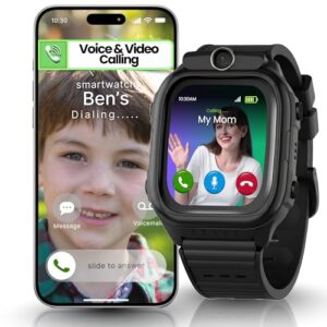 Emojikidz 2025 Model Smart Watch | Phone Watch & GPS Tracker | Calling, Texting, GPS Tracking, Camera, School Model | SOS & Safety Alerts Model R Black