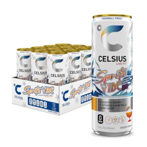 CELSIUS Sparkling Spritz Vibe Limited Edition, Sugar Free Energy Drink, Can, 12 Fl Oz (Pack of 12)