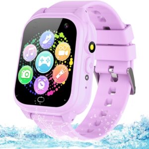 Waterproof Kids Smart Watch for 3-12 Years Old Boys Girls Toys with 26 Game Video Camera Pedometer Music Player Alarm Clock Calculator 1.44” HD Touchscreen Electronic Learning Toys Birthdays Gifts