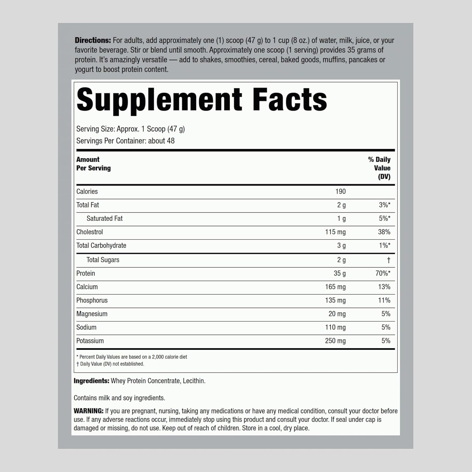 Fitness Labs Whey Protein Powder Unflavored | 5 lbs | 80 oz | Easy Mix Ultimate Supplement | Non-GMO, Gluten Free - Image 2