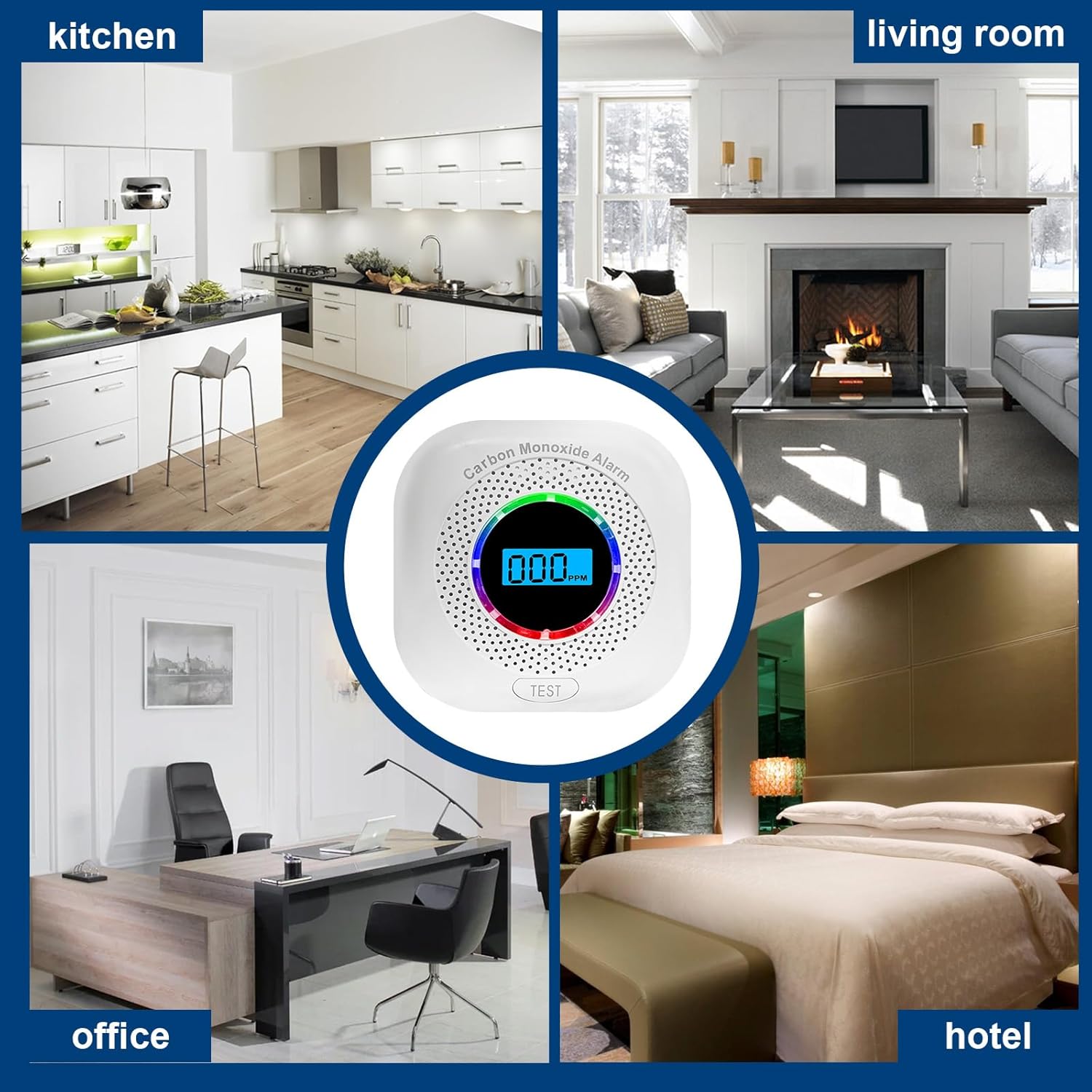 3 Pack Carbon Monoxide Detectors,CO Alarm Detector Monitor Power Operated,Portable Traval Carbon Monoxide Alarm/Monitor with Digital LCD Display for Home/Hotel/Office/RV - Image 7