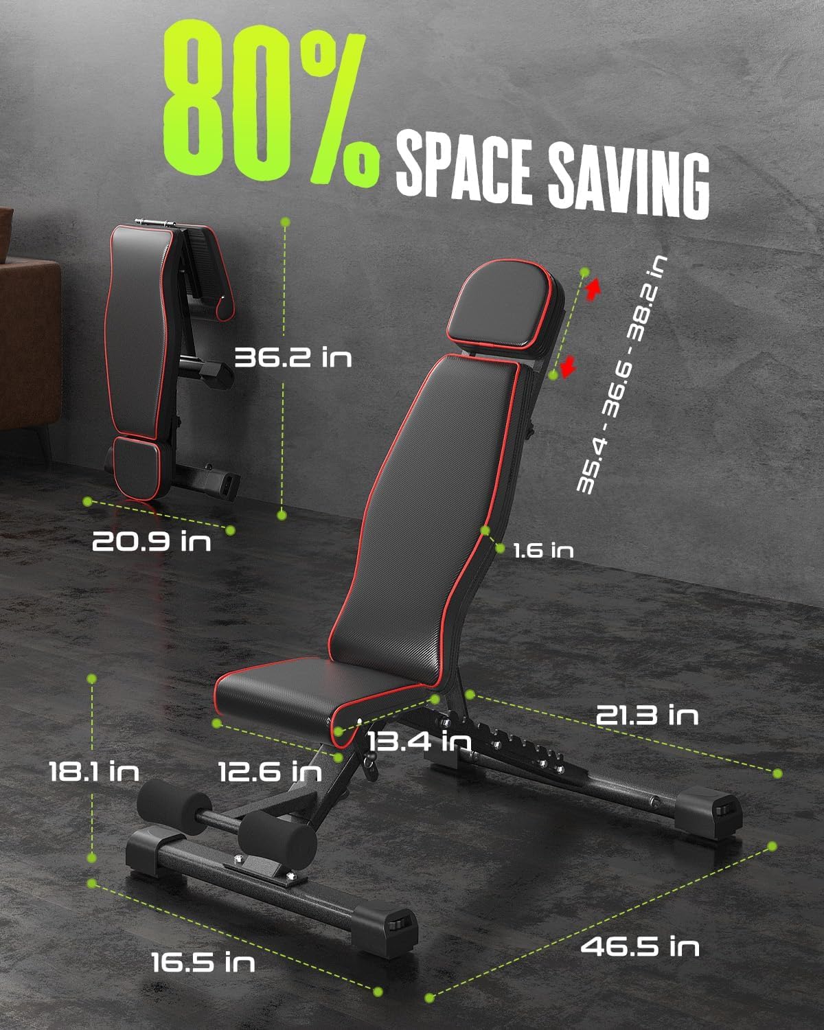 Adjustable Weight Bench for Bench Press, Heavy Duty Stable Workout Bench Foldable Weight Benches for Home Gym, Incline/Decline 90 Degree Bench Exercise Bench - Image 6