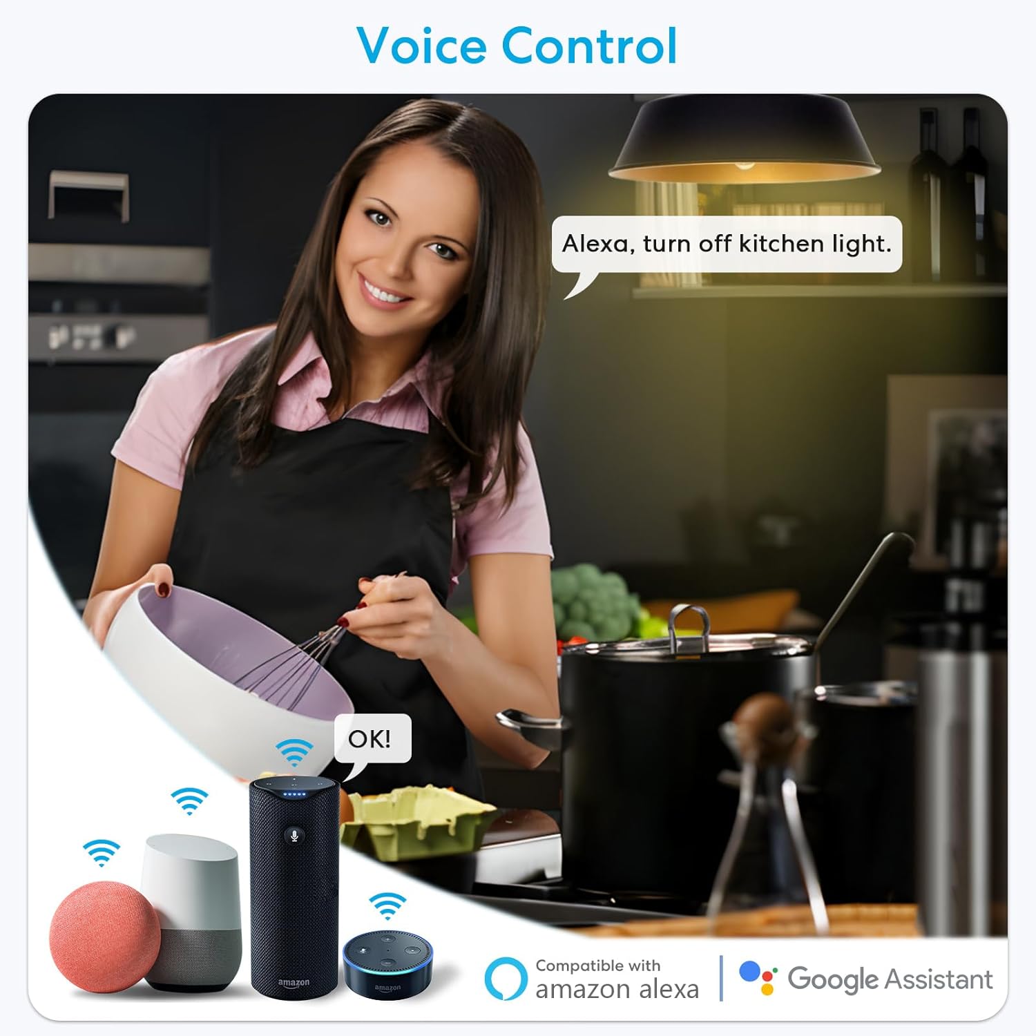 LoraTap Smart WiFi Bulb Socket E26 2 Pack Wi-Fi LED Light Bulb Timer Lamp Holder Adapter, Voice Control with Amazon Alexa and Google Home, Smart Life App Control from Anywhere by Phone, 30W Max. - Image 2