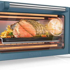 Nuwave Bravo Pro Smart Air Fryer Toaster Oven Combo, Airfryer Convection Oven Countertop, 10-in-1 Functions with Quicker & Even Crisp Technology, 1800W, 50-450°F, PFAS-Free, 21QT, Cozy Blue