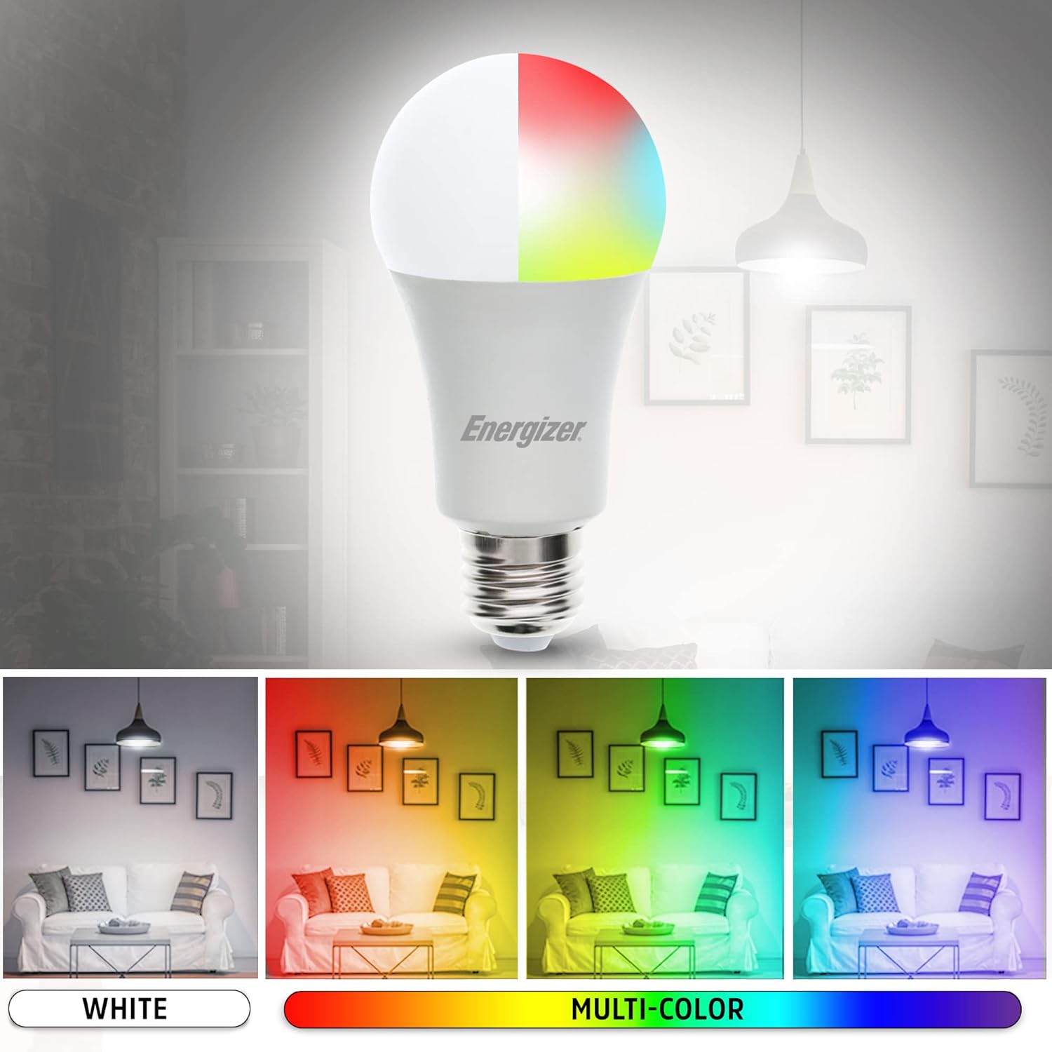 Energizer Connect Smart A19 LED White & Multi-Color RGB Light Bulb with Voice Control and Remote Access Through Your Smartphone | Compatible with Alexa and Google Assistant, 2 Pack - Image 7