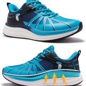 Men’s Orthopedic Road Running Shoes: Comfortable Casual Arch Support Plantar Fasciitis Orthotic Sport Sneakers, Supportive Athletic Tennis Working Walking Shoes for Foot Heel and Pain Relief