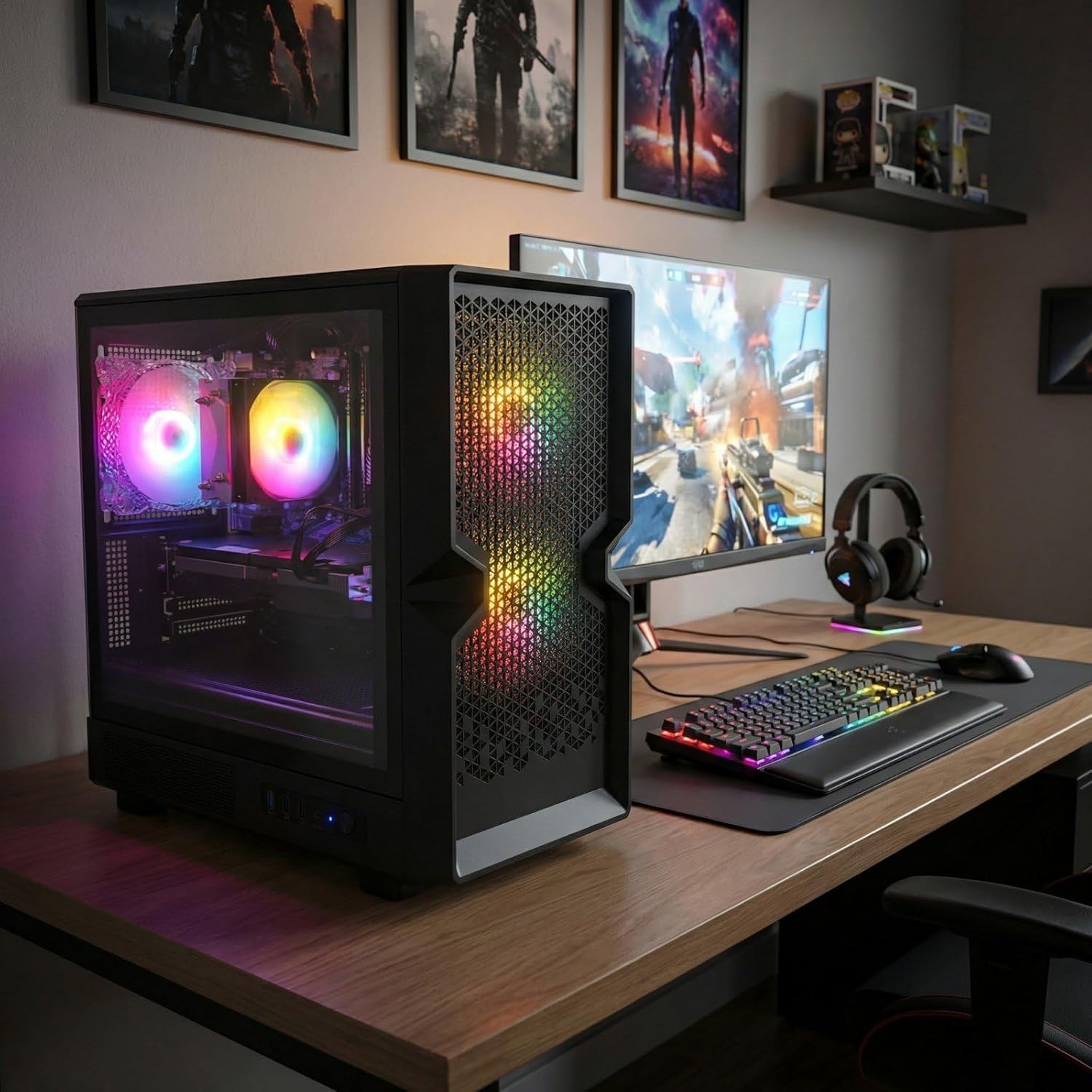 STGAubron Gaming PC Desktop, Radeon RX 580 16G, Intel Core i7 up to 3.9G, 16G RAM, 512G SSD, WiFi 6, BT 5.0, RGB Fan x3, Windows 11 Home - Image 5