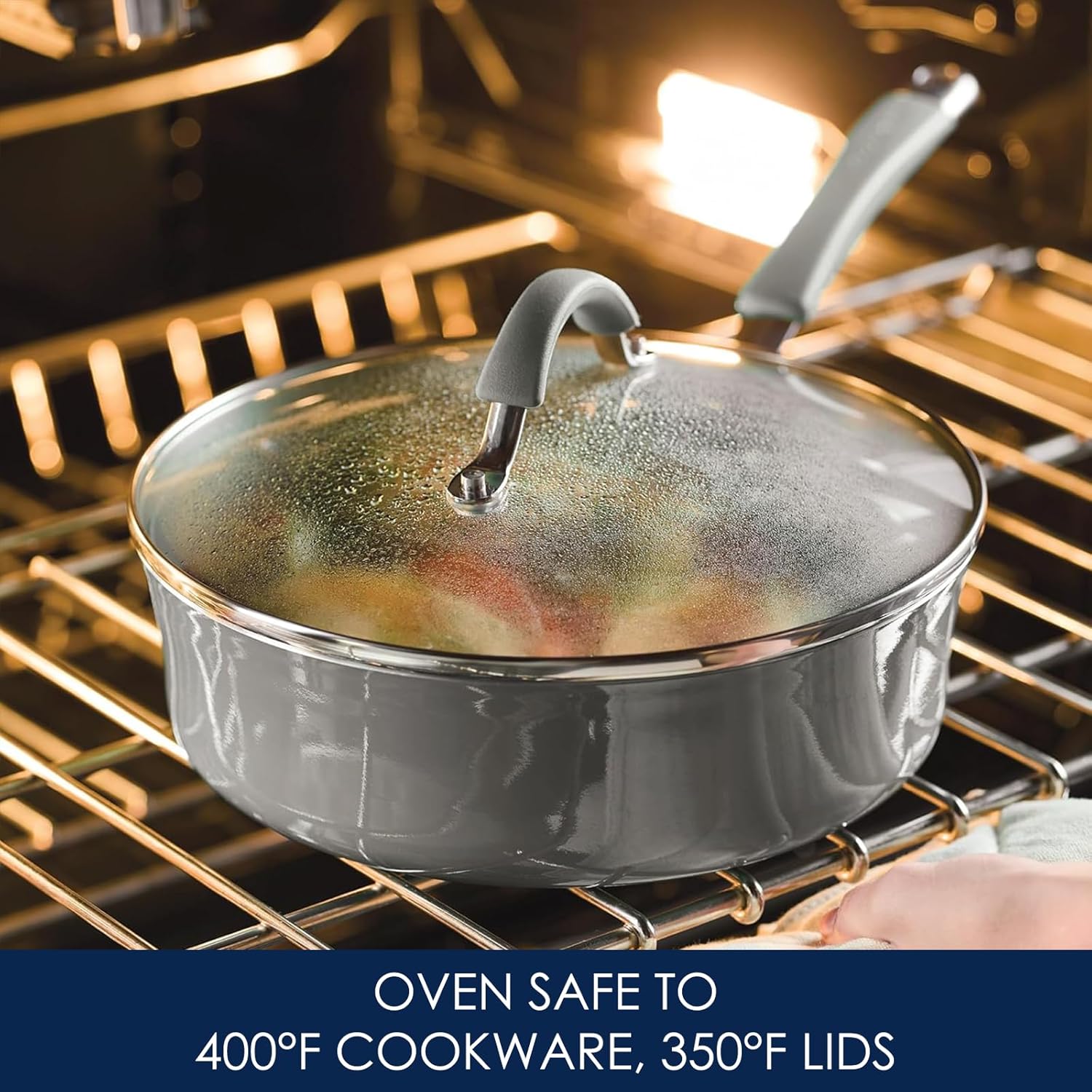 Rachael Ray - 16802 Rachael Ray Cucina Nonstick Cookware Pots and Pans Set, 12 Piece, Sea Salt Gray - Image 6