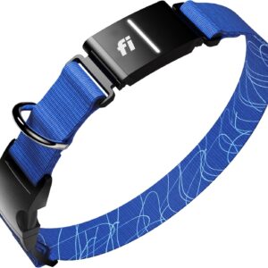 New Fi Series 3+ Smart Dog Tracker Collar [12 Month Membership Included] GPS Tracker for Dogs with Health & Behavior Monitoring, Escape Alerts, Waterproof, LED, Apple Watch Compatible (Blue, Large)