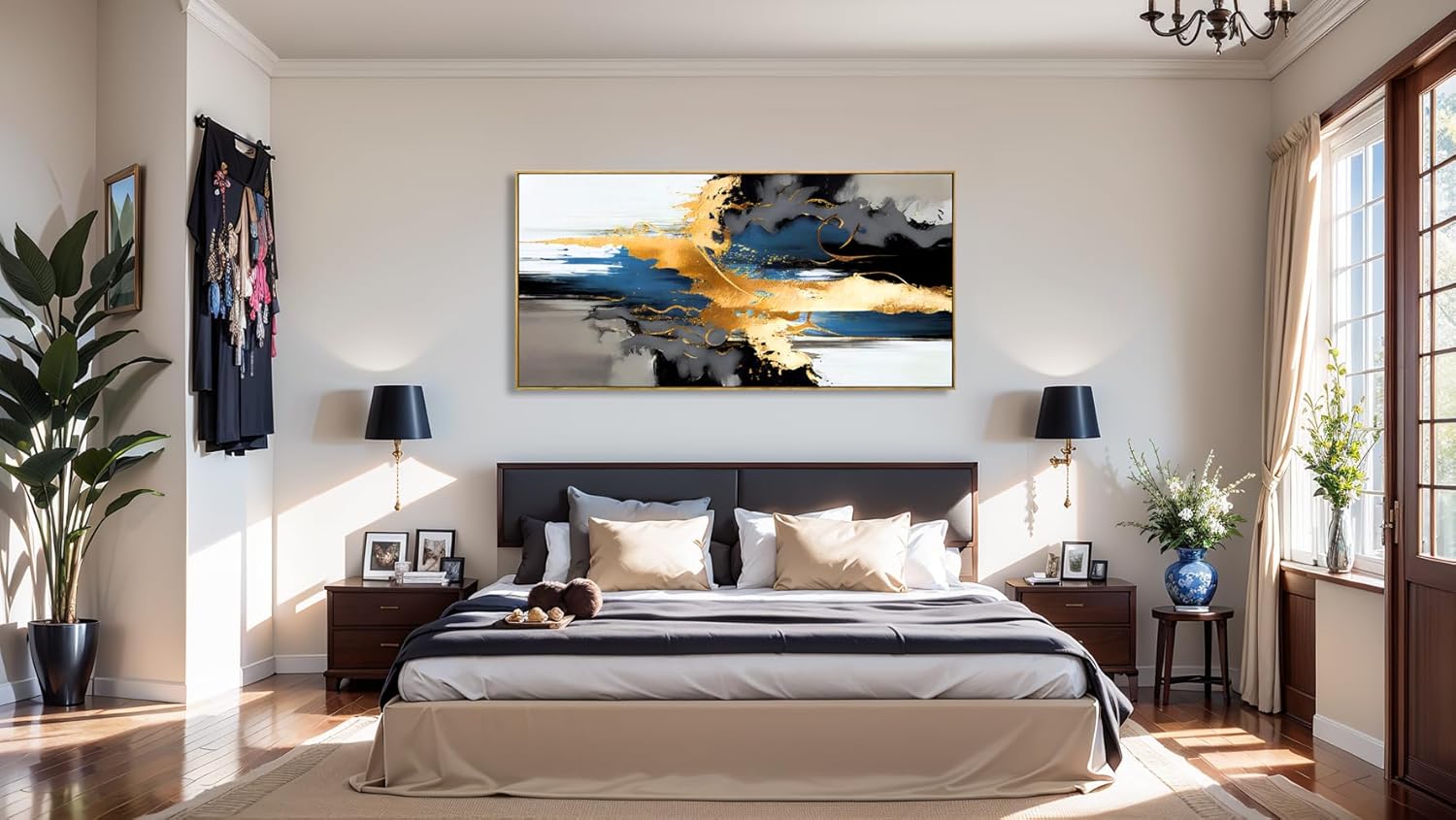 Wall Art Abstract Wall Art Prints Canvas Painting Black Yellow Blue Modern Large Artwork for Living Room Bedroom Office Home Decor 30"x60" with Framed - Image 7