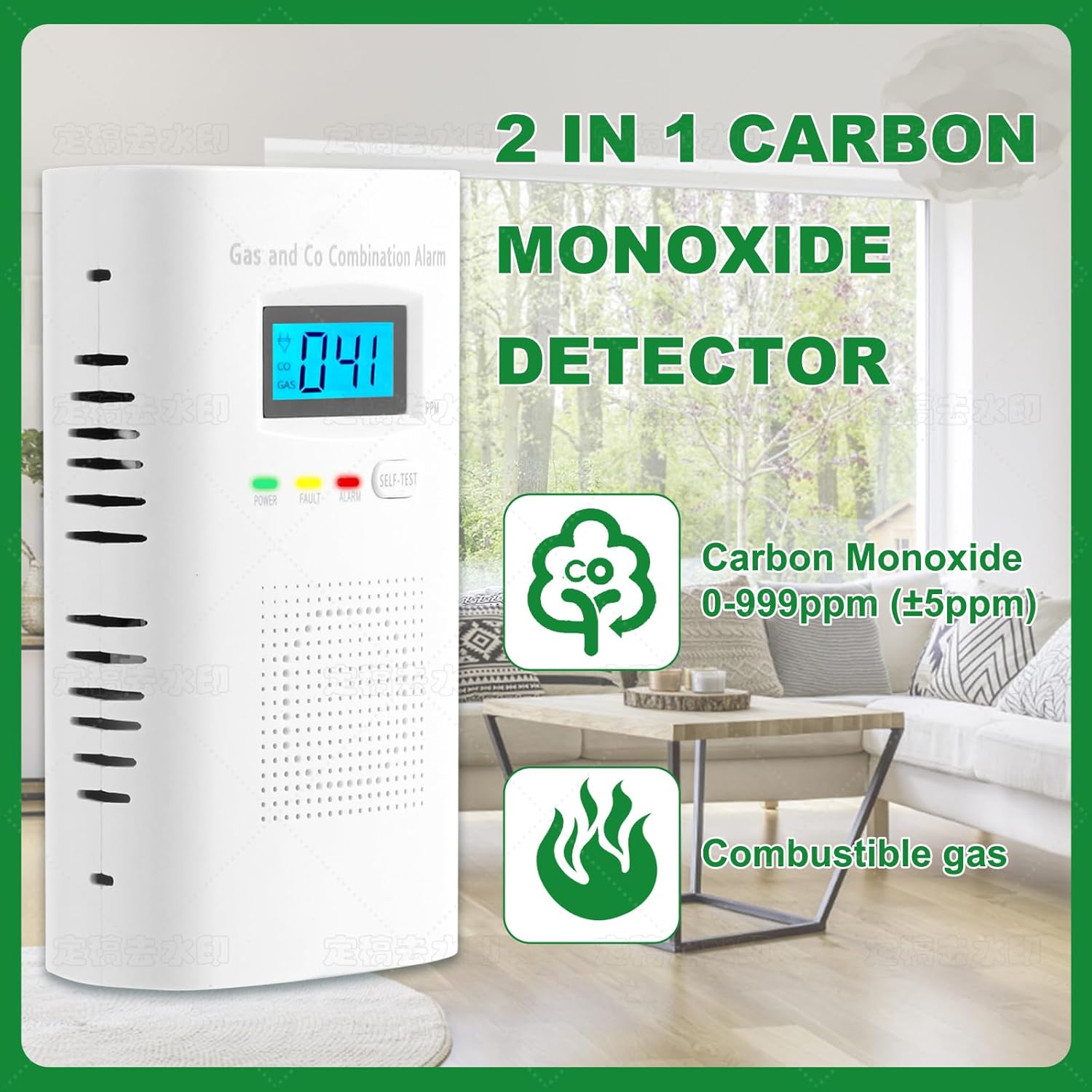 Combination Gas and Carbon Monoxide Detector Plug-in | CO Alarm & Natural Gas Combustible Detector | Digital Display, Battery Backup, Easy Install | for Home Kitchen Safety Monitoring 1-Pack - Image 2