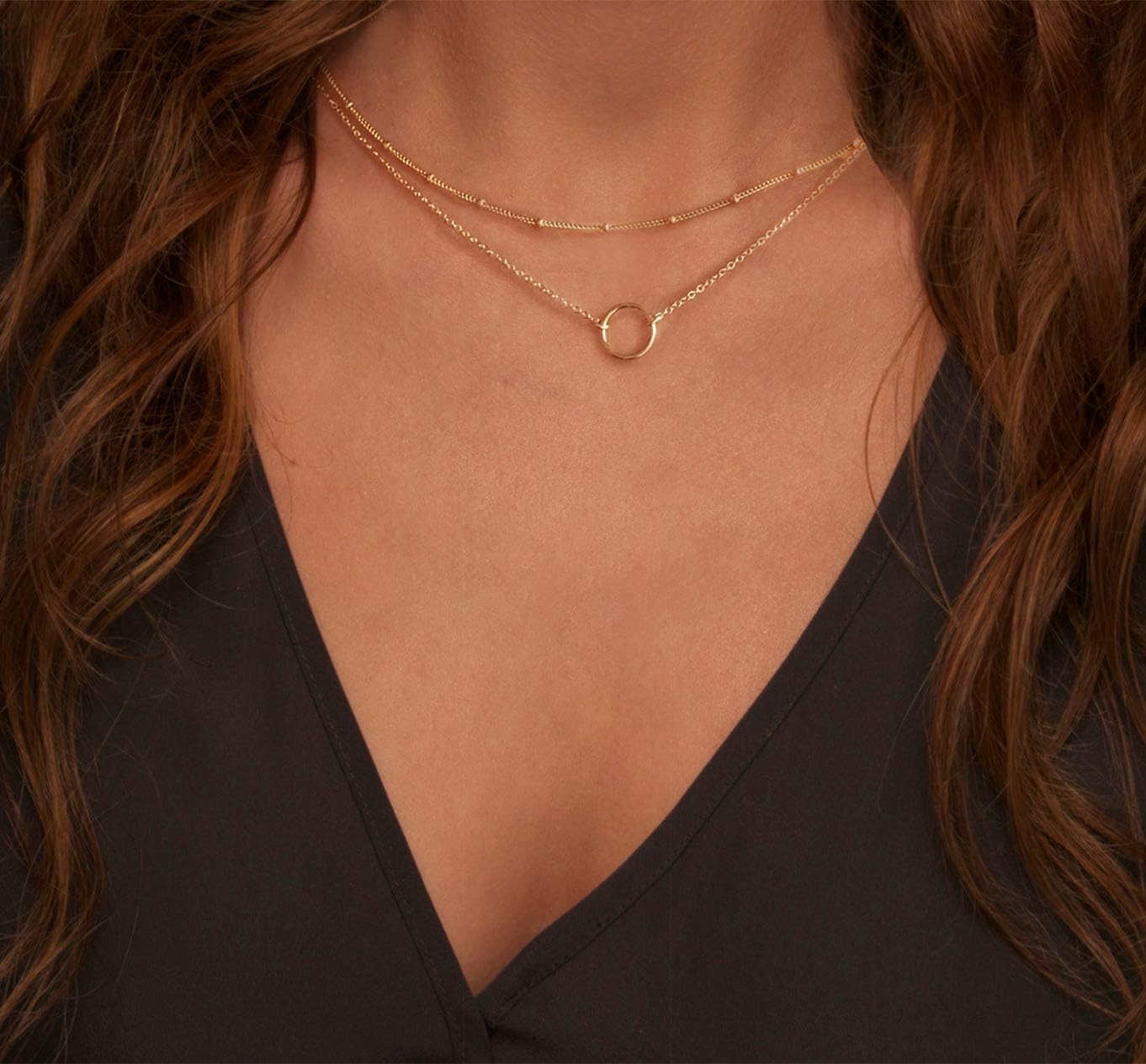 MEVECCO Layered Heart Necklace Pendant Handmade 18k Gold Plated Dainty Gold Choker Arrow Bar Layering Long Necklace for Women - Image 4