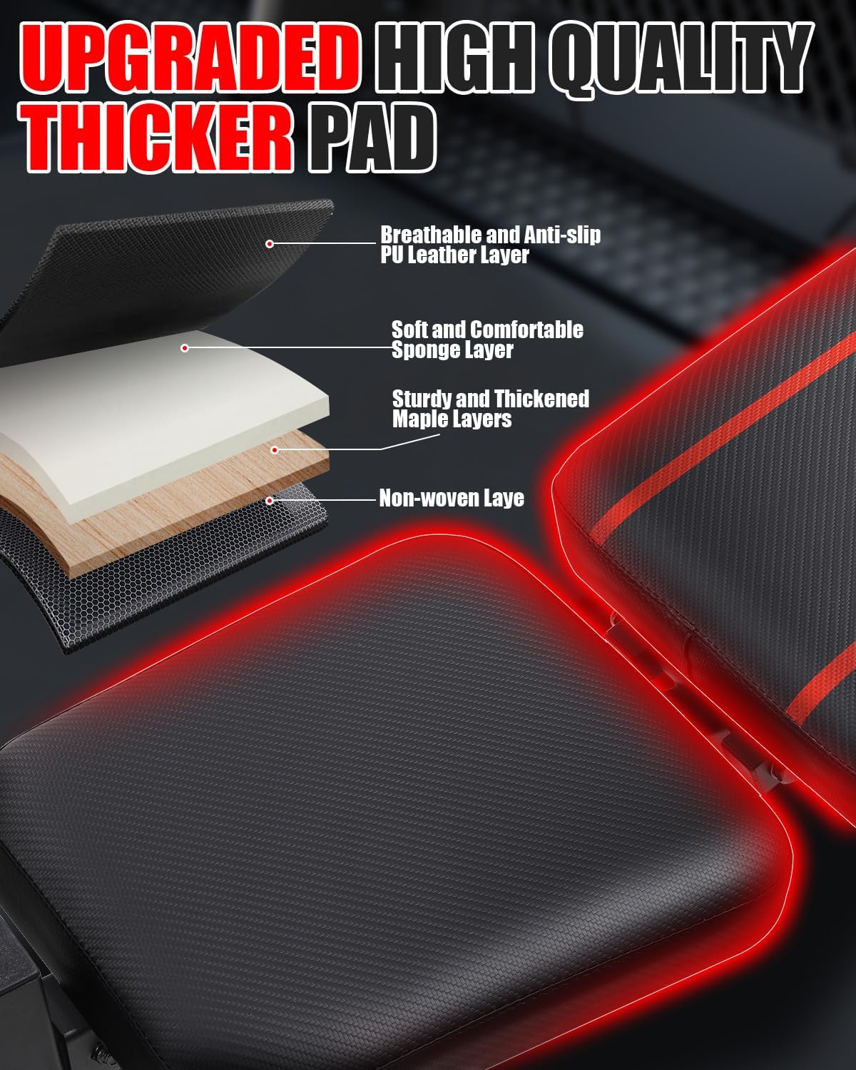 OPPSDECOR Standard Weight Bench Set with Squat Rack, 600LBS Adjustable Bench Press Set with Leg Extension and Leg Curl, Foldable Flat Incline Decline Workout Bench for Home Gym Full Body Training - Image 4