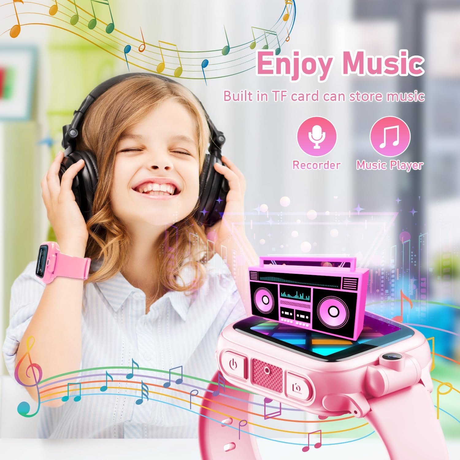 Smart Watch for Kids, Kids Watch Toys with 26 Games Camera Video Recorder Music Alarm Calculator Calendar Flashlight Stopwatch Pedometer, Education Toys for 4-16 Year Olds, Gifts for Boys Girls, Pink - Image 4