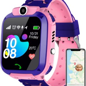 Kids Smart Watch, SOS Emergency Call, Video Calling, Waterproof Activity Tracker for 3-12 Years Girls/Boys – Birthday Gift Idea (Pink)